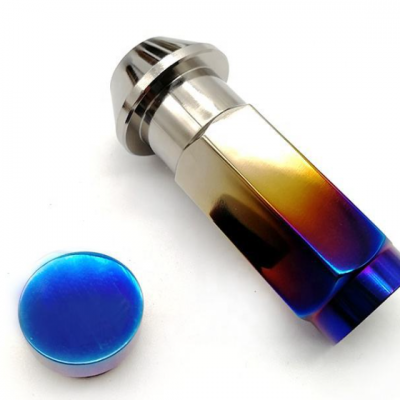 Processing colored blue titanium alloy nuts, titanium wheel nut, hub nut